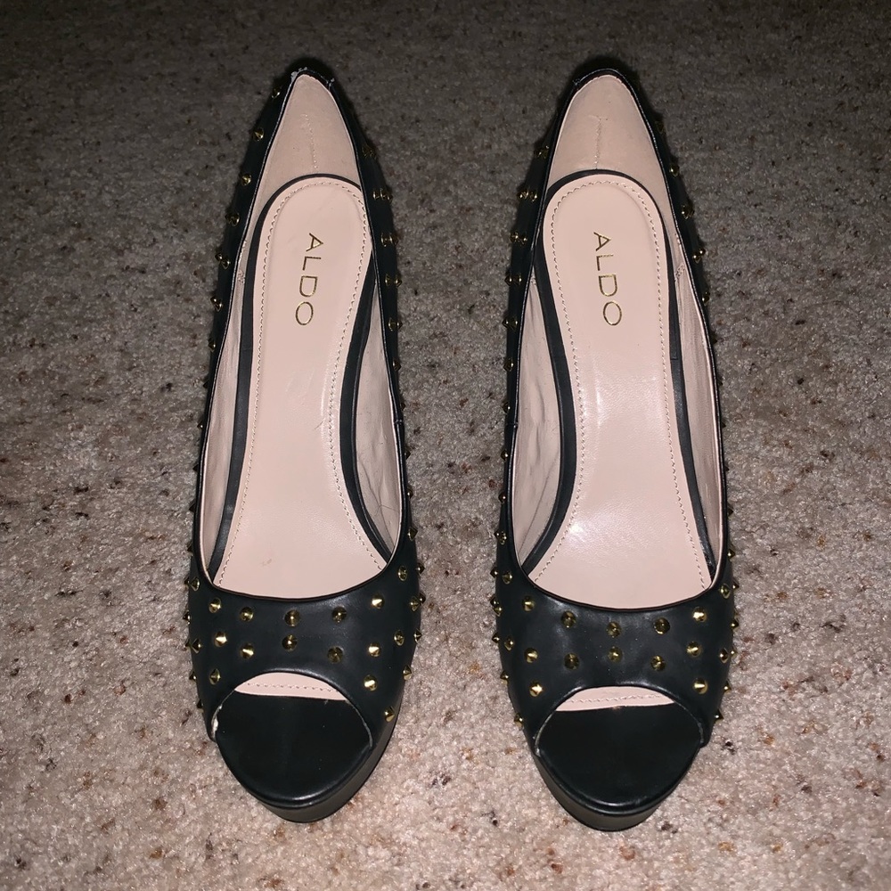 Black and gold studded Aldo heels